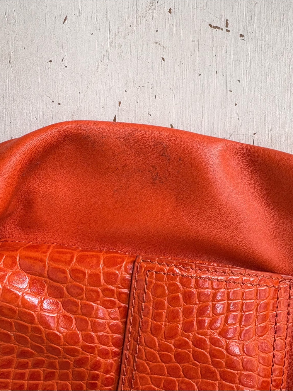 Vintage Sondra Roberts Vibrant Orange Leather Shoulder Bag Purse - Picture 5 of 6